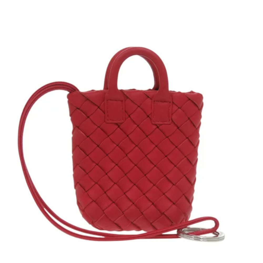 Bottega Veneta Intrecciato bag charm Leather Red Keychain Bottega Veneta